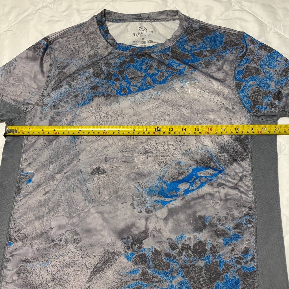 Realtree Fishing Performance Shirt Gray Blue Camo Short Sleeve UPF Men's M - Picture 6 of 8